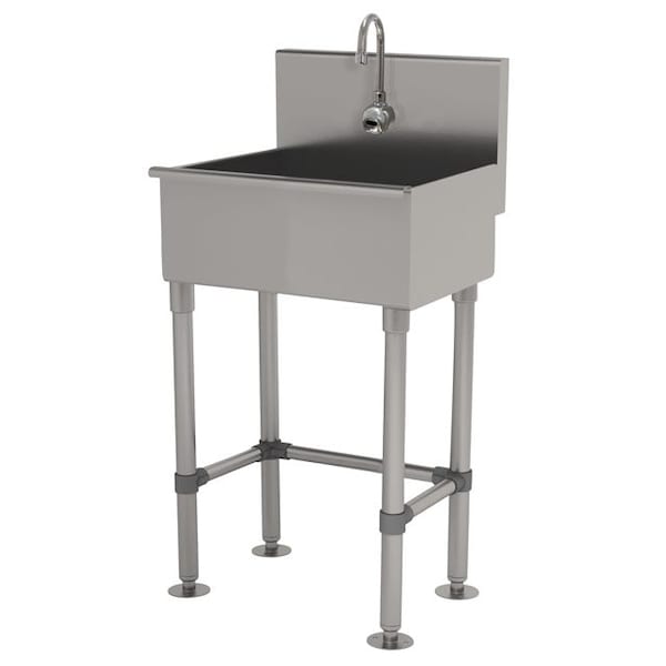 1 Stat 16 Ga. 304 SS Floor Mt Square Corner Sink, Electric Faucet Incl